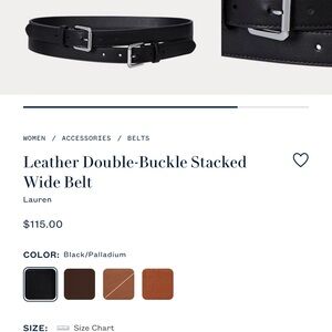 Women Ralph Lauren Leather Black Double-Stack Wide Belt